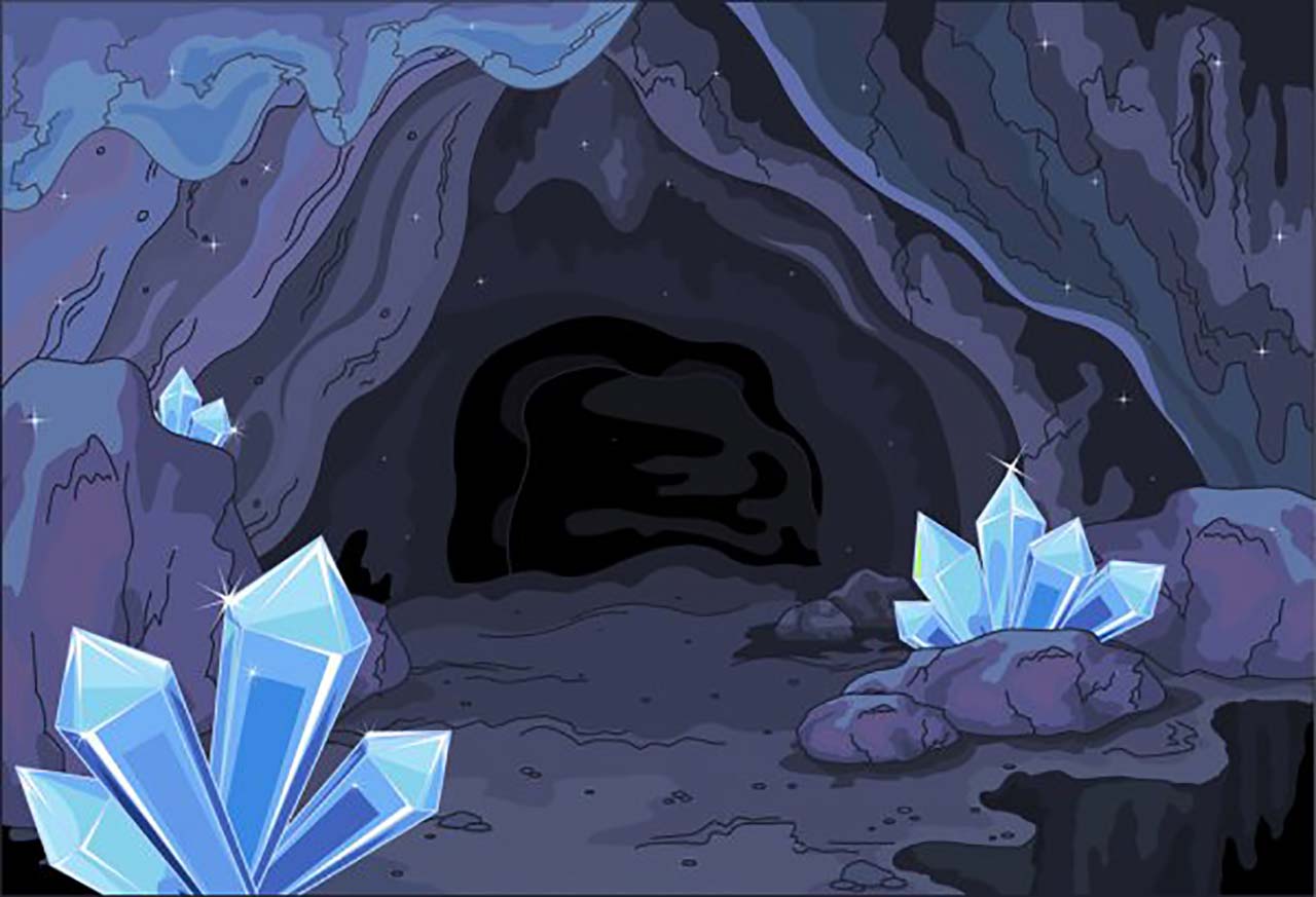 Мультяшная пещера с кристаллами